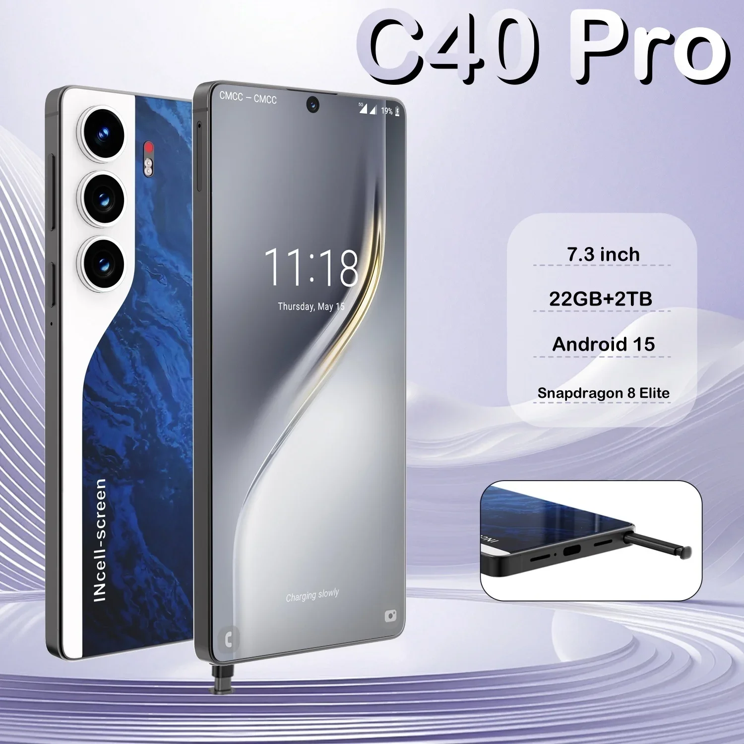 

HOT 2025 new C40 Pro original intelligent 5G dual card dual standby Android 14 system global version 108MP 8000mAh battery