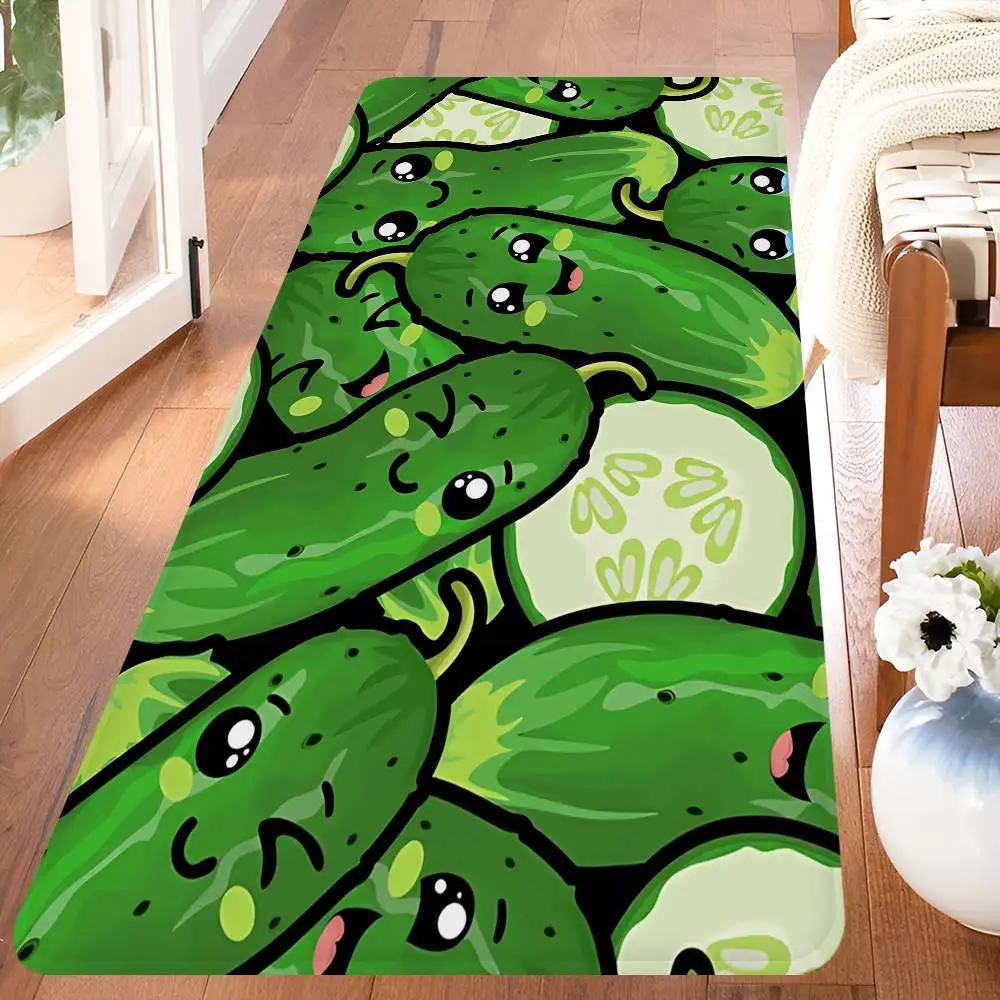 Food Item pickled cucumber Cartoon Bathroom Mat Anti-slip Absorb Water Long Strip Cushion Bedroon Mat Welcome Doormat