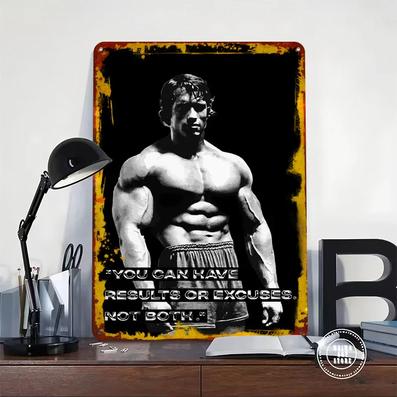 Arnold Schwarzenegger Motivation Poster Customized Vintage Metal Signs Wall Art Retro Tin Plaque for Fans Gamer Room Decoration
