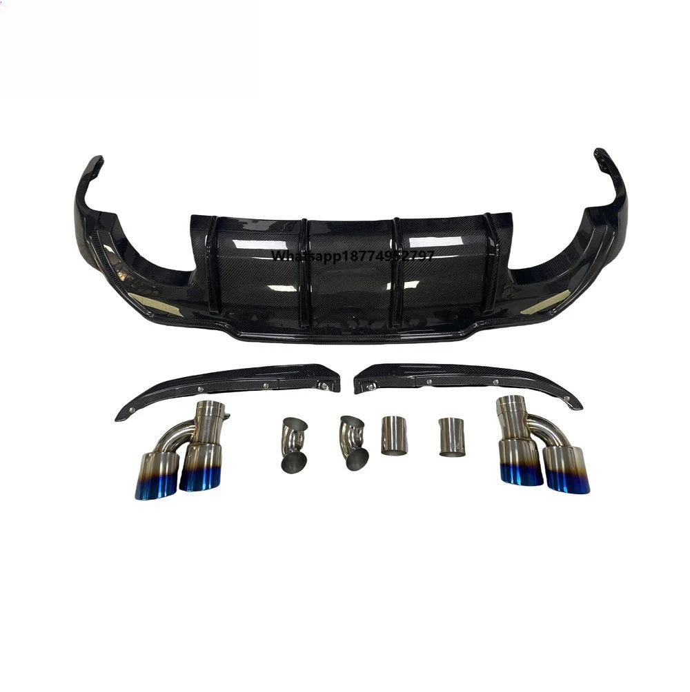 For GS TOMS Style New Carbon Bumper Rear Lip & Exhaust Tips with Fog Light Cutouts for 2012-2020 for GS L10