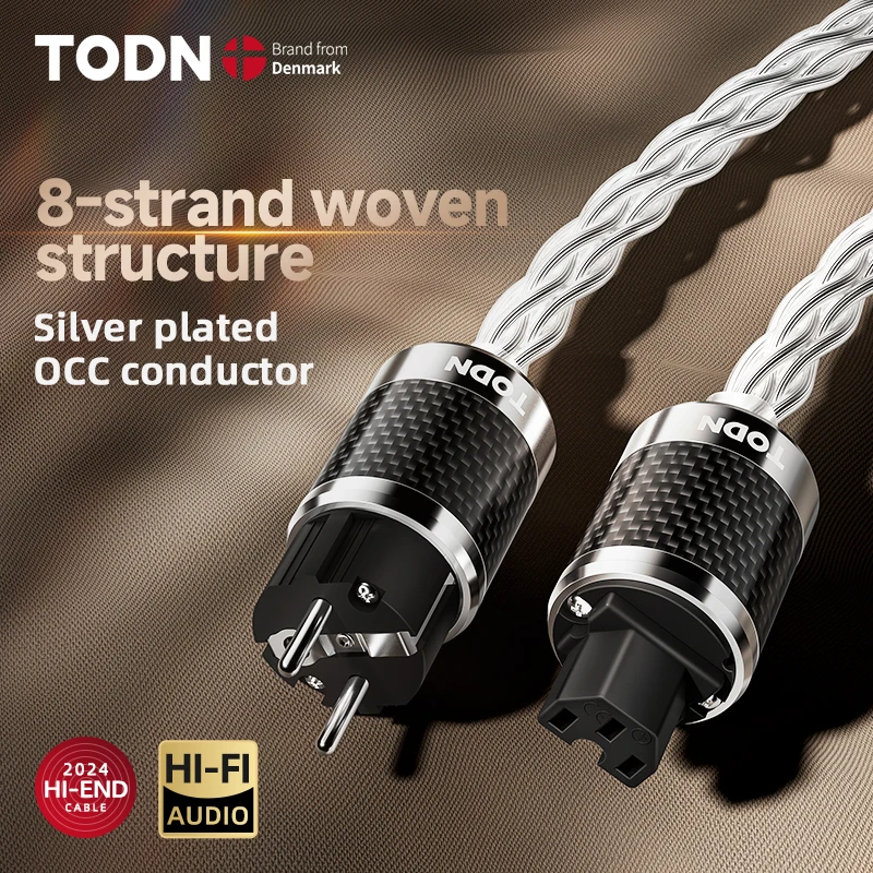 TODN hifi power cable Hi-end audio Cable  EU/US /AU Silver plated OCC conductor for power filters dac Amplifier audiophile