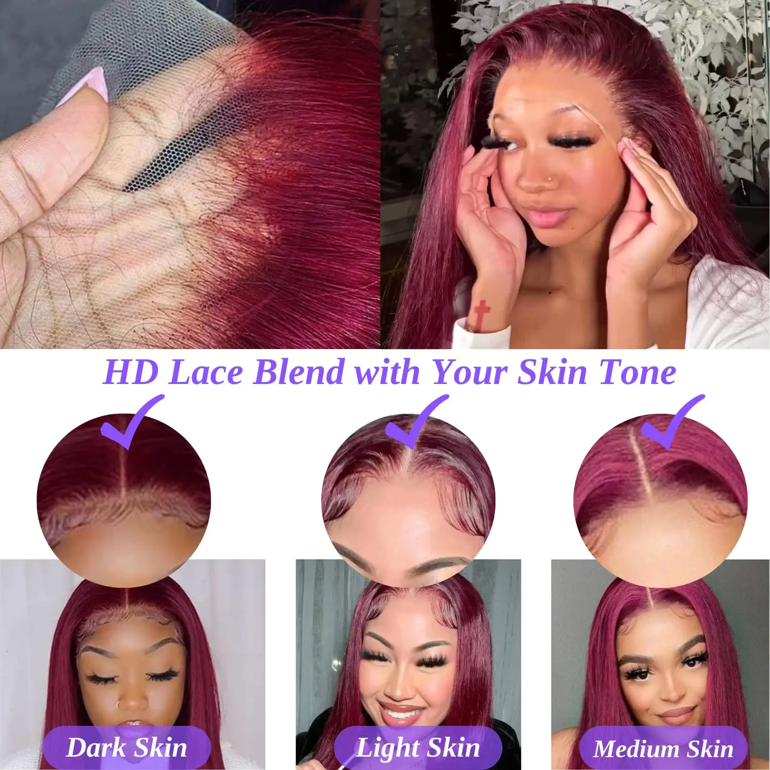 Red Burgundy 99J Straight Wig 13x4 HD Lace Front Human Hair Wigs Brazilian Straight Lace Frontal Wig For Black Women Colored Wig