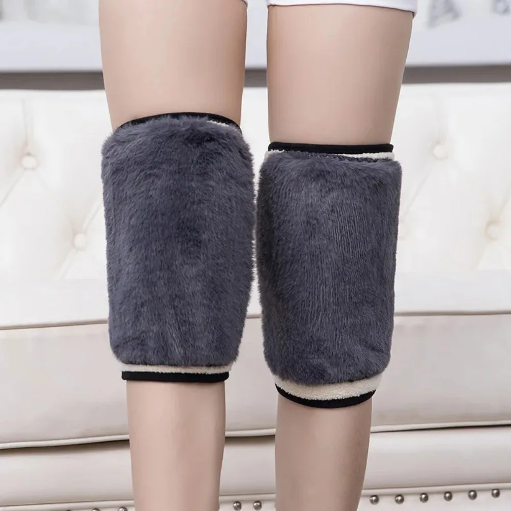 الشتاء الدافئة منصات الركبة للنساء تدفئة الساق الرجال كبار السن الباردة الساق التهاب المفاصل نيباد الركبة دعم أرنب الفراء الركبة حامي