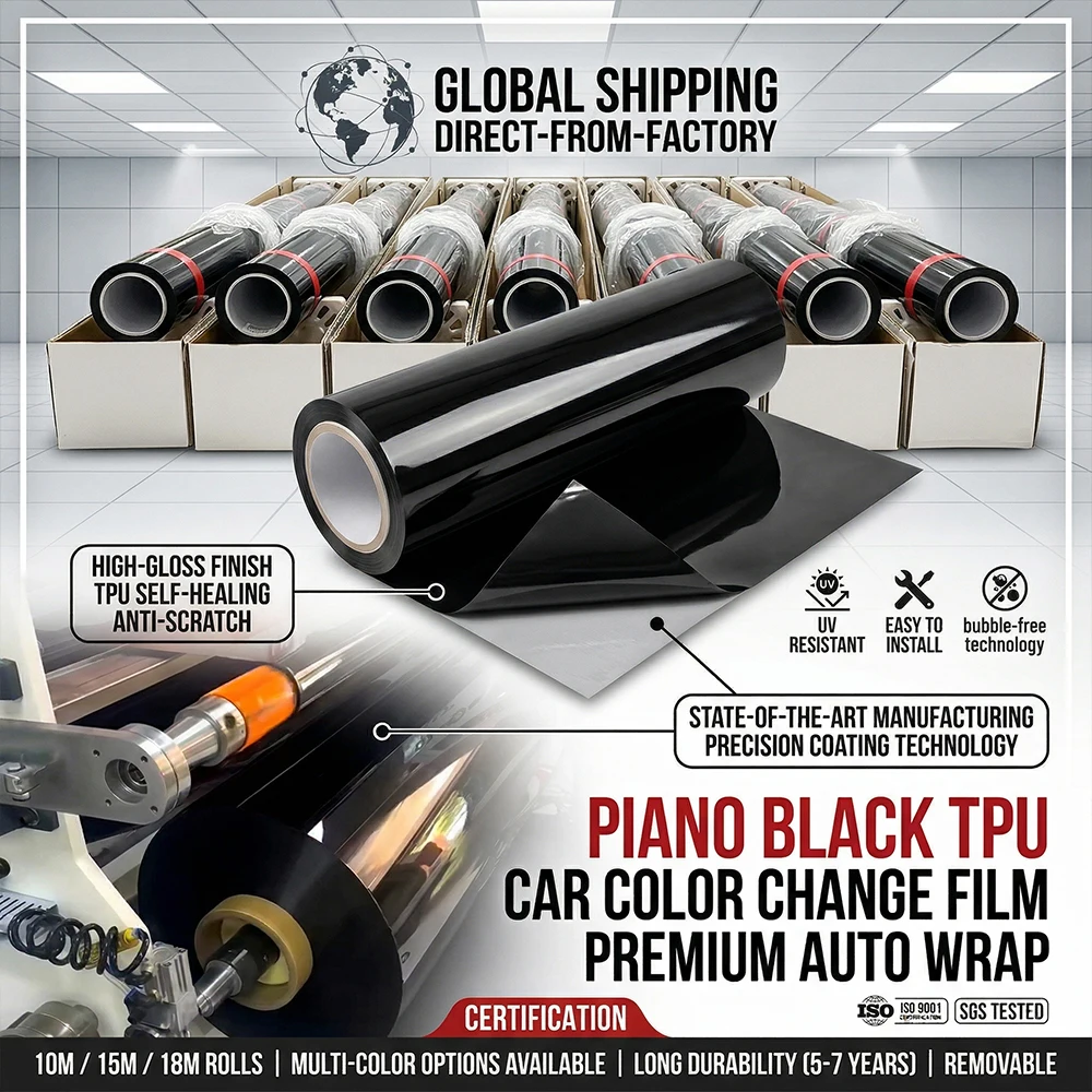 

TPU Piano Black Car Sticker Auto Adhesive Vinyl Wrapping Film Color Change Bubble Free Car Accessories Interior Exterior