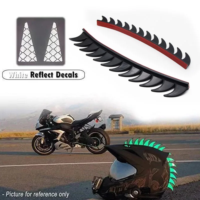 Mohawk Biker Helmet Mohawks Spikes  Rubber Dirt Biker Motocross Motorcycle Helmet Mohawk Sticker（ 5 Color Reflective ）