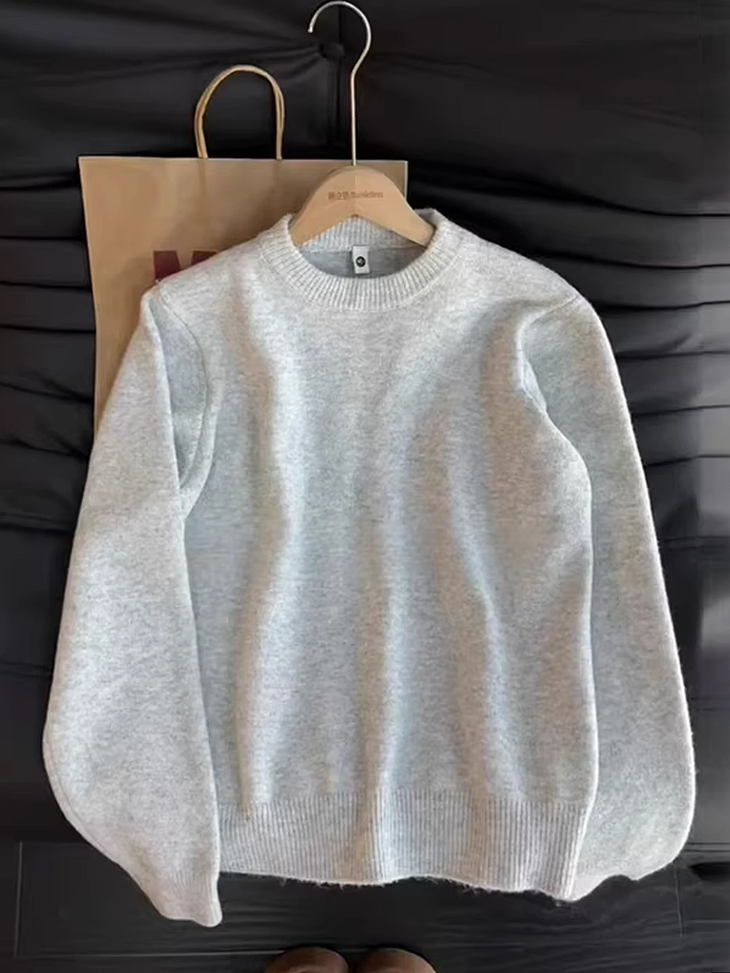 

Cleanfi Men's Light ey round Ne Fce Lined Basic Knitwear Winter Casual Loose Fit Comfortable Inner Wear Turtlene Swe...