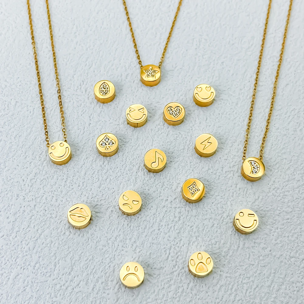 eManco Simple Temperament Round Pendant Fashion Classic Design High Quality Stainless Steel Necklace Ladies