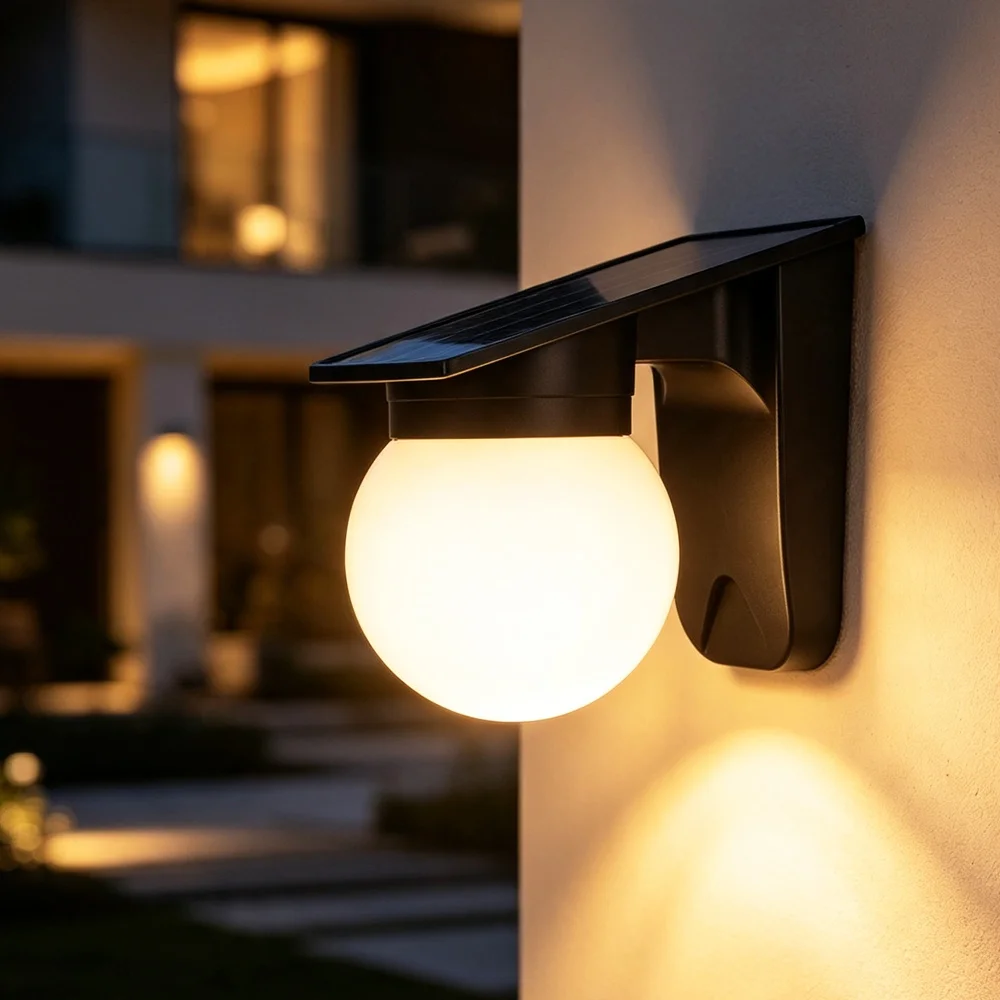 Outdoor Solar LED Wall Lights IP65 Waterproof Wall Sconce 3-Colors Temperature Dimmable Solar Lamp For Garden Porch Patio Fence