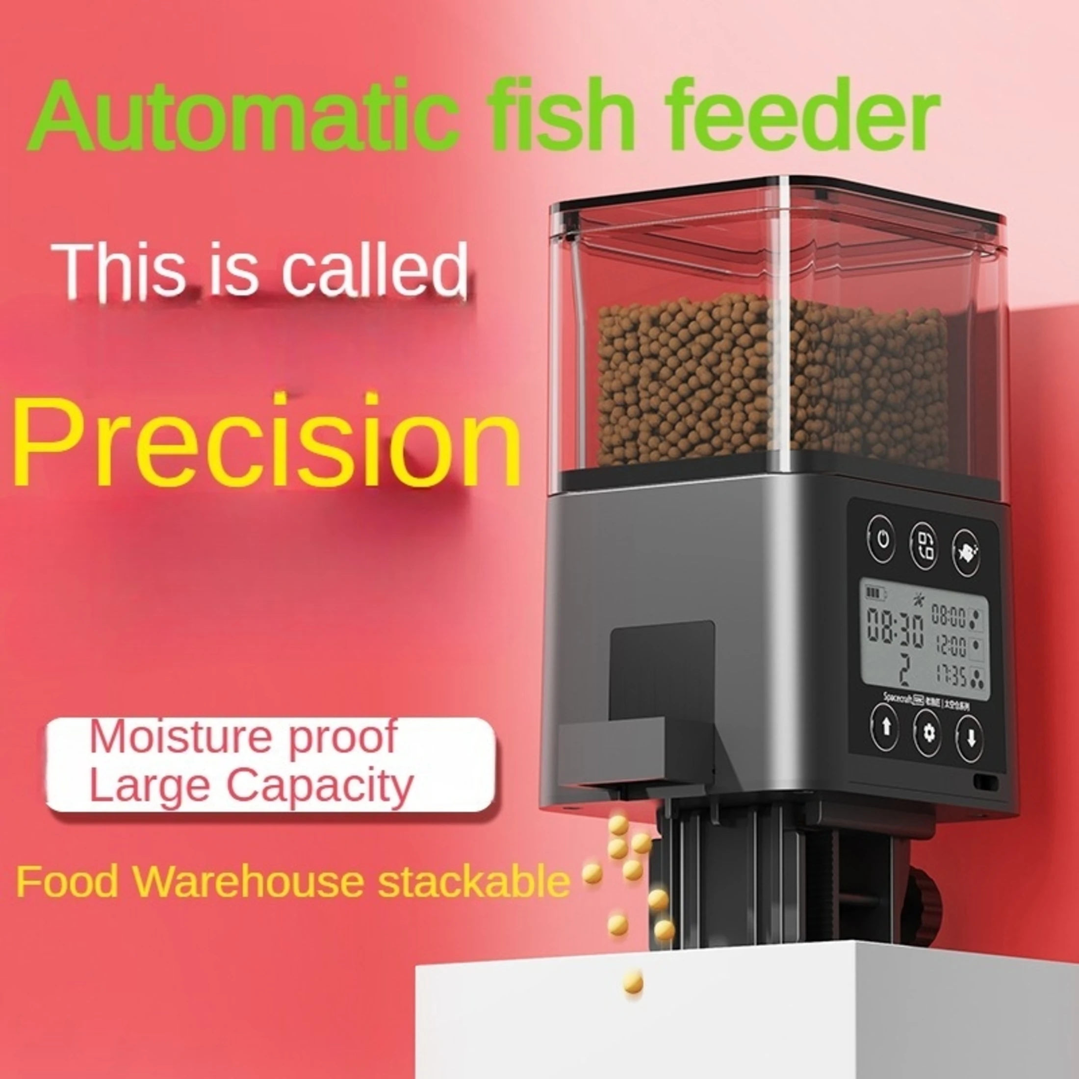 

Fish Tank Automatic Feeder Intelligent Timing Feeder Ornamental Fish Goldfish Bird Not Jamming Food Storage Stackable Fish Feedi