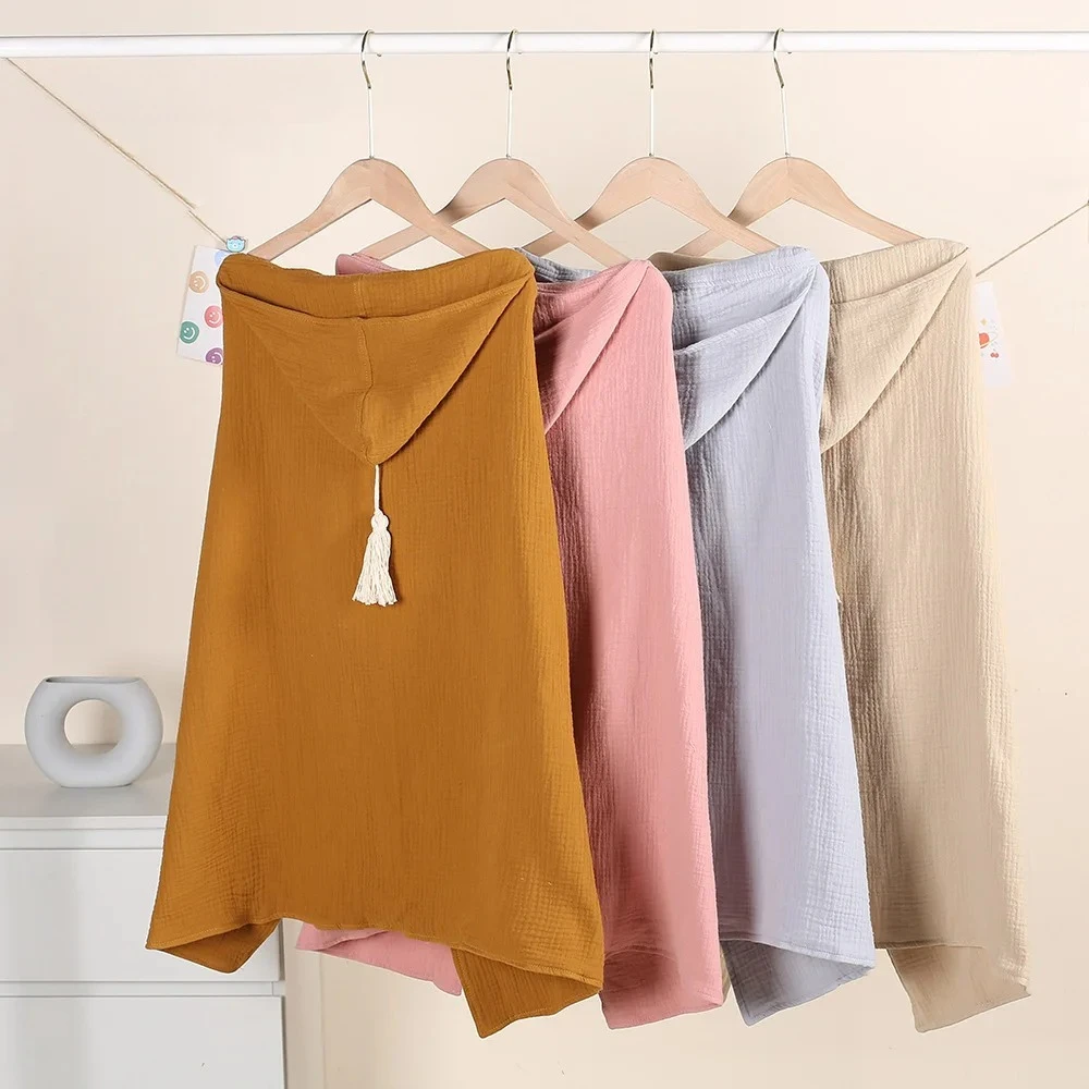 Toalla de baño con capucha para bebé, manta receptora de muselina de algodón, 4 capas de gasa, toalla envolvente, capa, albornoz, Poncho para niños Chi
