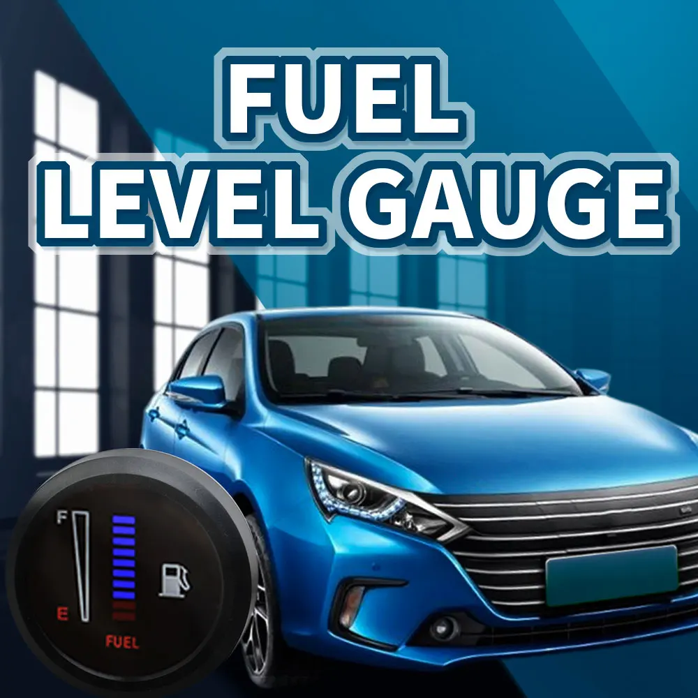 12V/24V Universal 52mm Car Motorcycle Fuel Level Meter Gauge 10 Grid Led Light Display Ultra-Thin Round 0-190ohms 98-8ohms