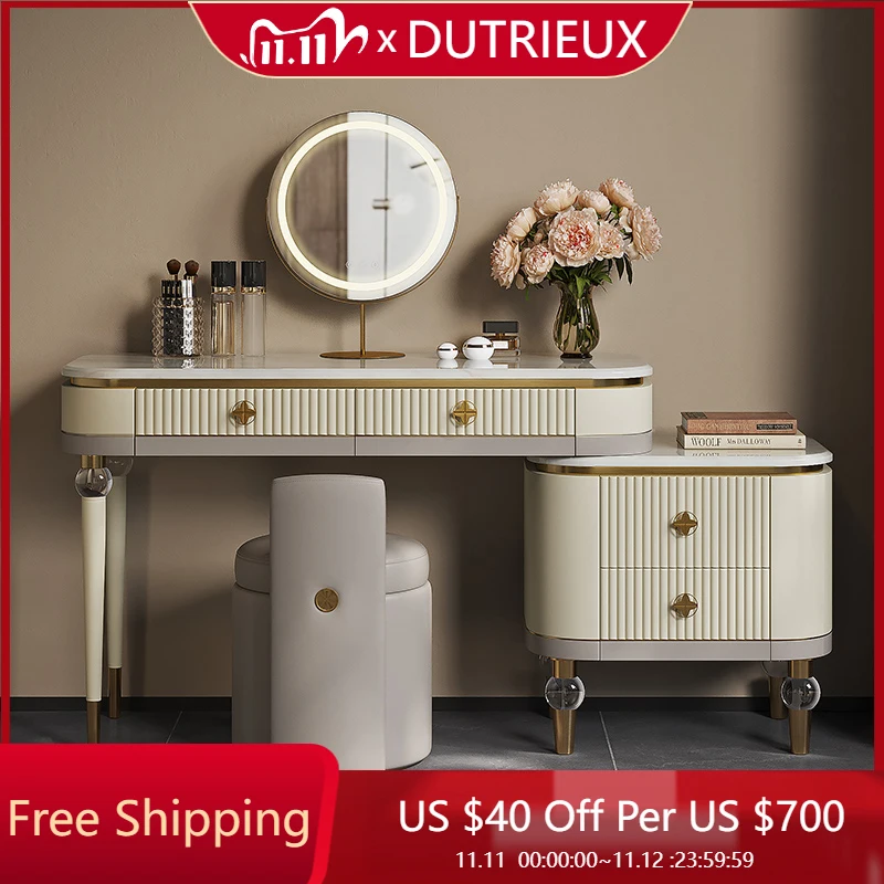 

Drawers Makeup Vanity Table Bedroom White Storage Mirror Dressing Table Chair Desk Organizer Mesa De Maquillaje Trendy Furniture