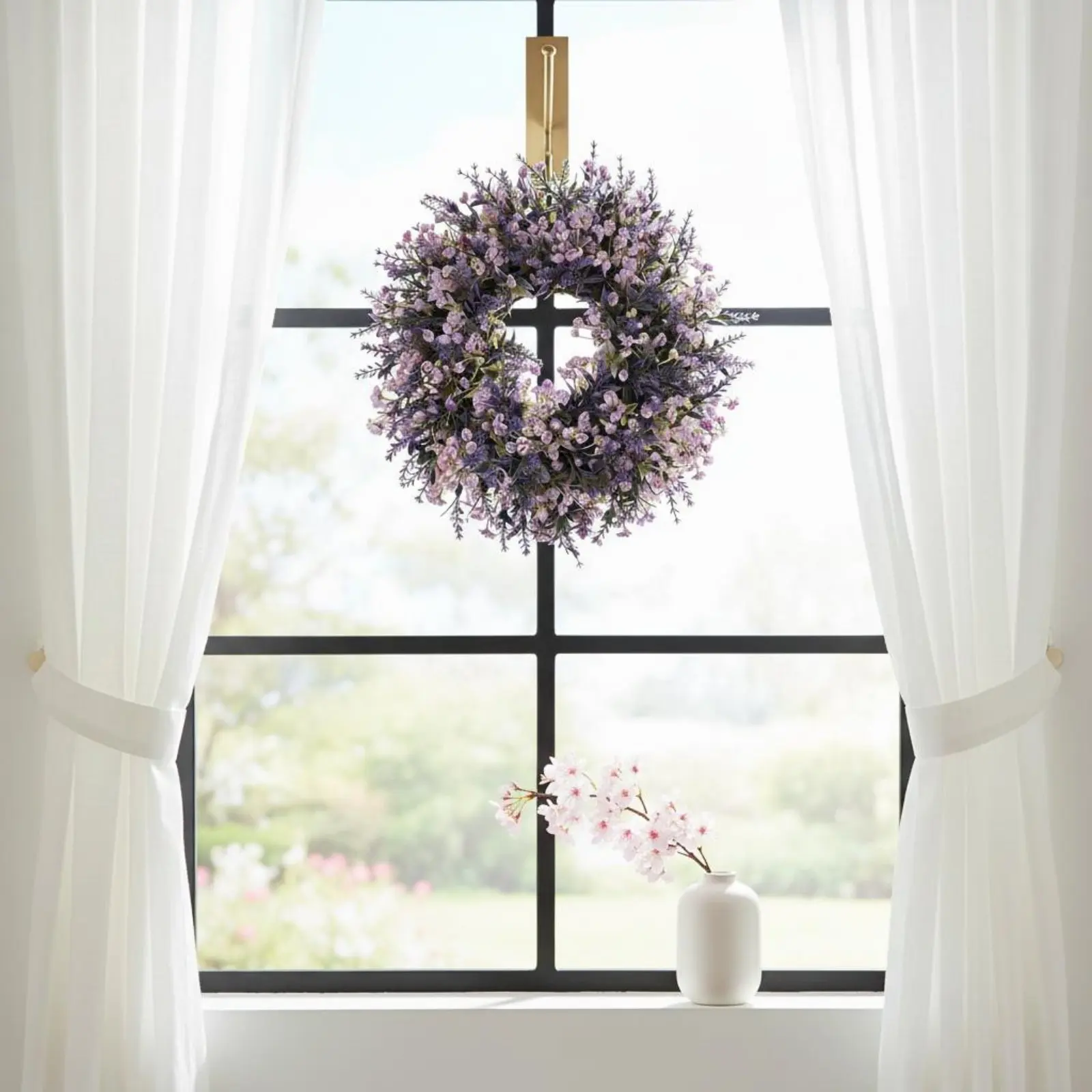 

Lavender Wreath Easy to Hang Artificial Lavender Wreath Lifelike Appearance Lively Hues for Wedding