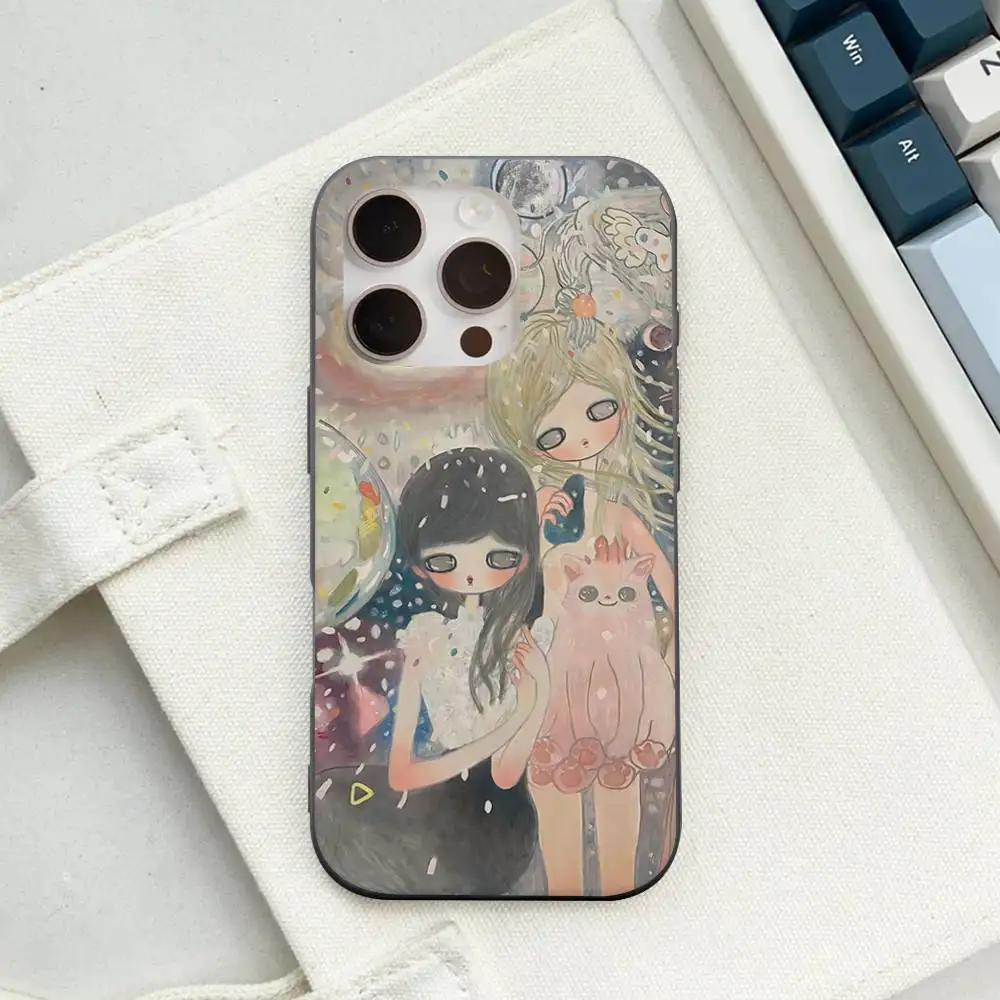 Aya Takano Paintings Phone Case For IPhone 16 15 17 Pro 11 12 13 14 Pro Max Plus Soft Ripple Silicone Cover Shell
