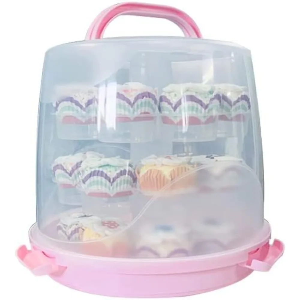 

3 Tier Plastic Cake Carrying Box Cookie and Cake Carrier Container with Handle Cake Container 3 Layer Muffin Cupcake BoxPortable