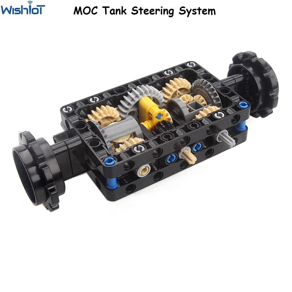 MOC-19788 Tank Steering Structure Gear Differential Hole Arm Beam Assembly Power Motor Control Small Particle Building Blocks