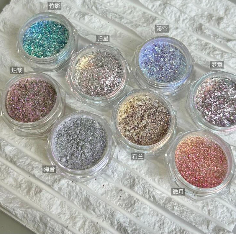 1/6 صندوق لامعة المجسم أورورا الحرباء مسحوق الصباغ 6 ألوان 0.4 جرام أورورا البريق الماس الكروم مسمار الفن بريق الديكور #2