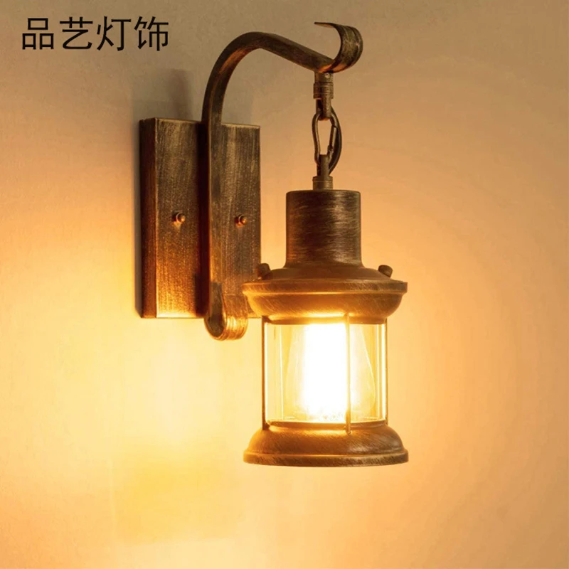 ZK50 Retro Country Style Personalized Wall Lamp Restaurant Aisle Bedroom Bedside Hand Painted Wall Lamp