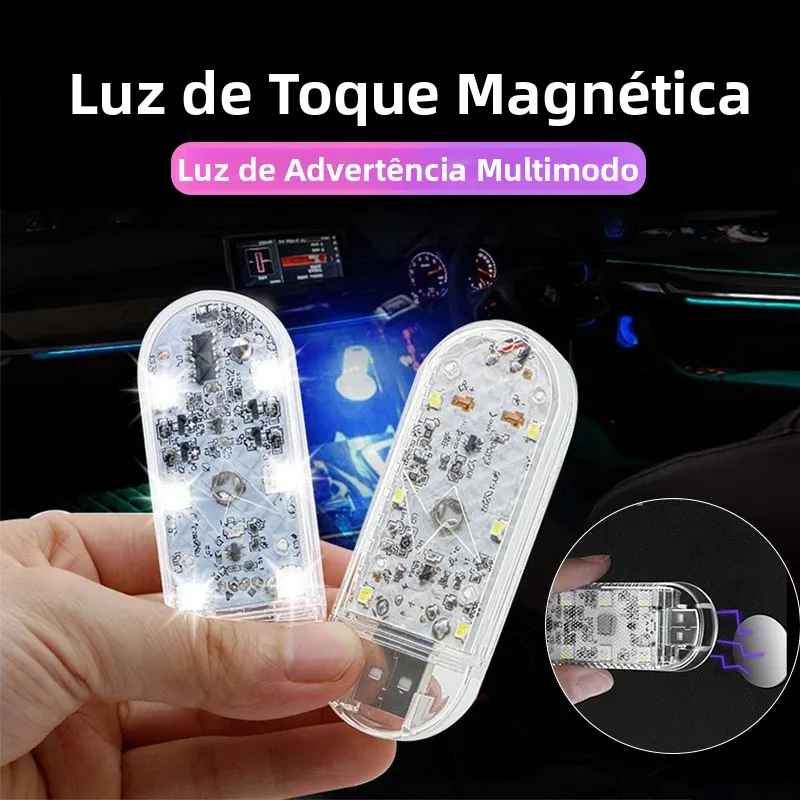Luz LED Táctil Mini Sem Fio para Carro, Iluminação Interna Automotiva, Lâmpada de Leitura para Teto, Porta, Porta-Malas e Caixa de Armazenamento