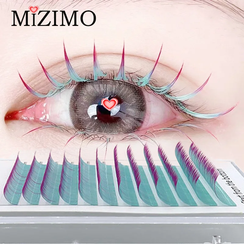 Color Single Grafted False Eyelashes Mixed Length Natural Soft Extension  0.07/0.10mm C/D 8-15mm Makeup Manual Flowering