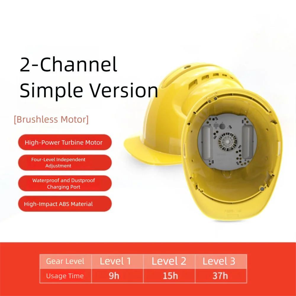4 Gears Rechargeable Fan Helmet Waterproof Adjustable Site Protective Cap Silent Breathable Ventilated Hard Hat Industrial Use