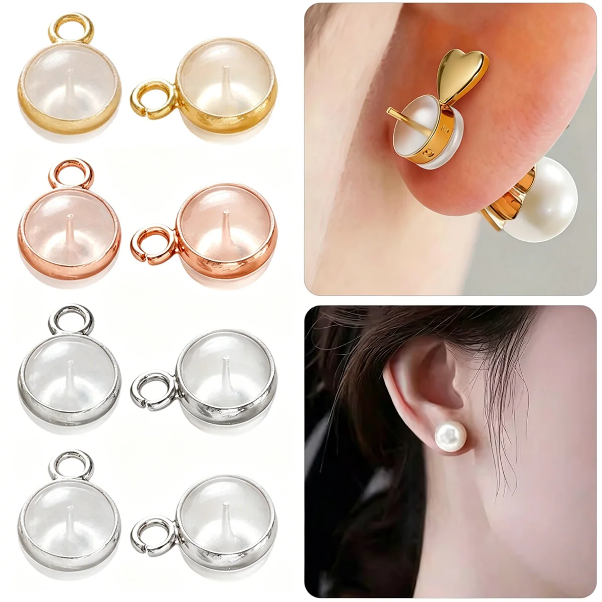 5/10pcs 10X5mm Earrings Backs Round Earplugs Silicone Ear Nuts Earring Stopper with Loop Earring Component Wholesale
