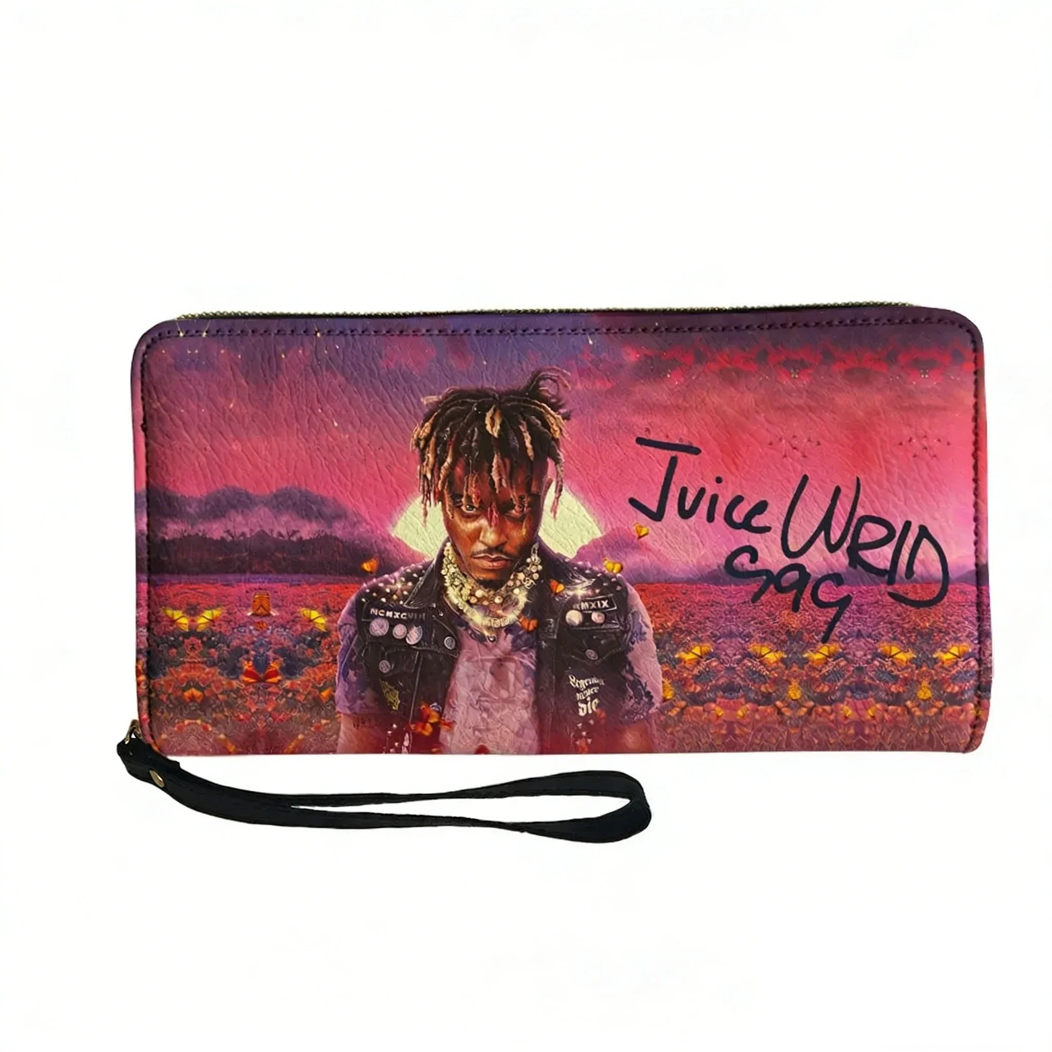 Juice Wrld 999 Hiphop Rapper Custom Wallet Purse Men Womens Teenagers Zipper Long Wallets Double Print  Portable Wallet Gift Bag