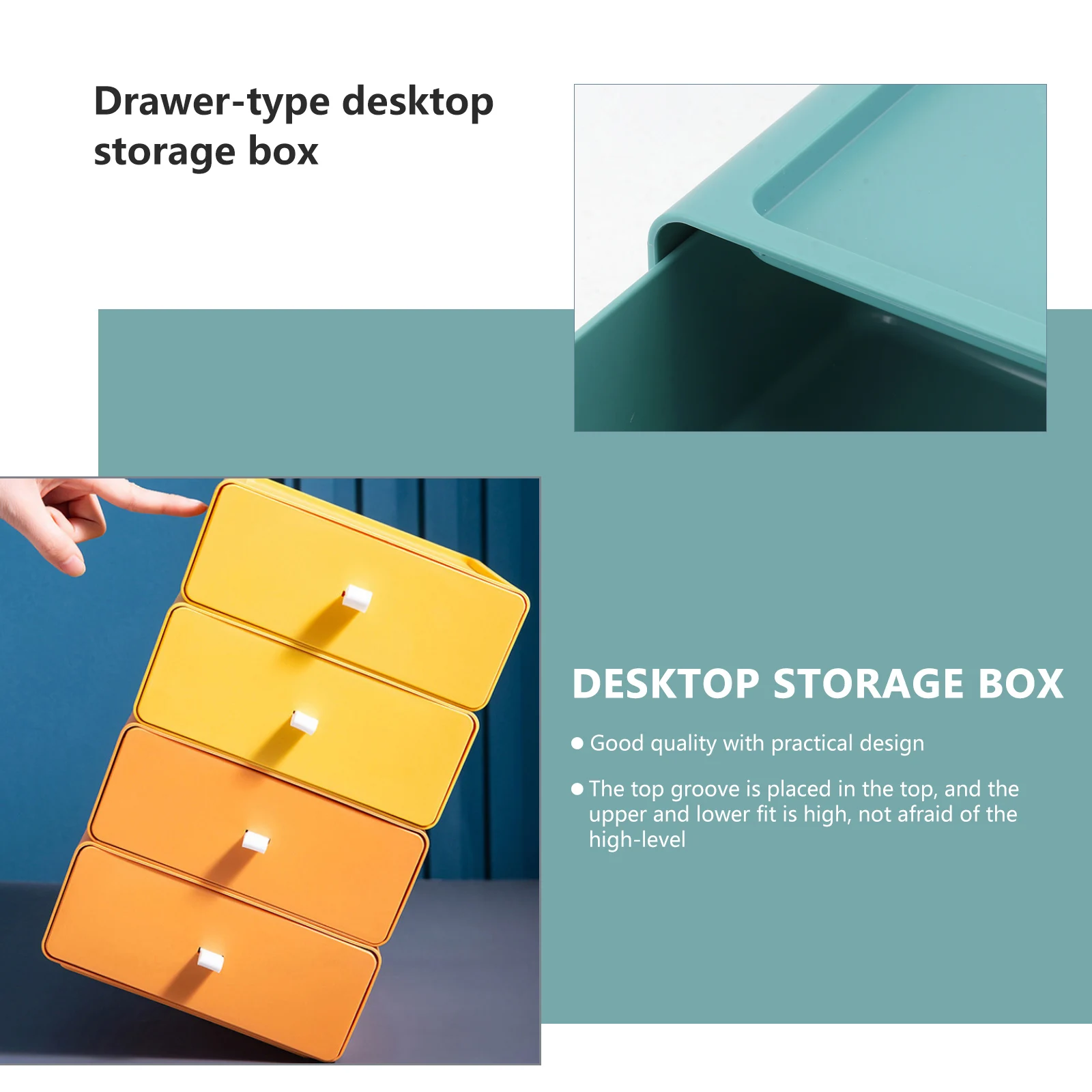 

1pc Sturdy Desktop Storage Box Household Plastic Sorting Case Multi-purpose Tabletop Organizer with Drawer for Dormitory School