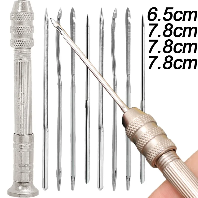 5/25 pçs kit de agulhas de costura de couro agulha de furador de couro multi-funcional substituível ferramenta de reparo de sapato diy artesanal crochê artesanato