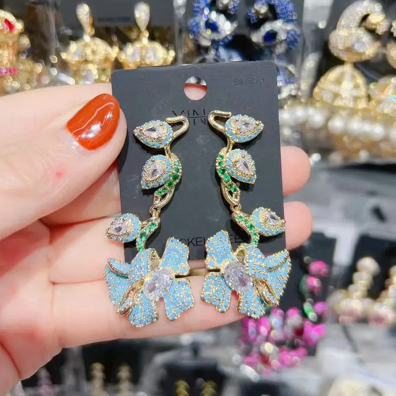 Bilincolor Fashion Red Flower Earring for Women