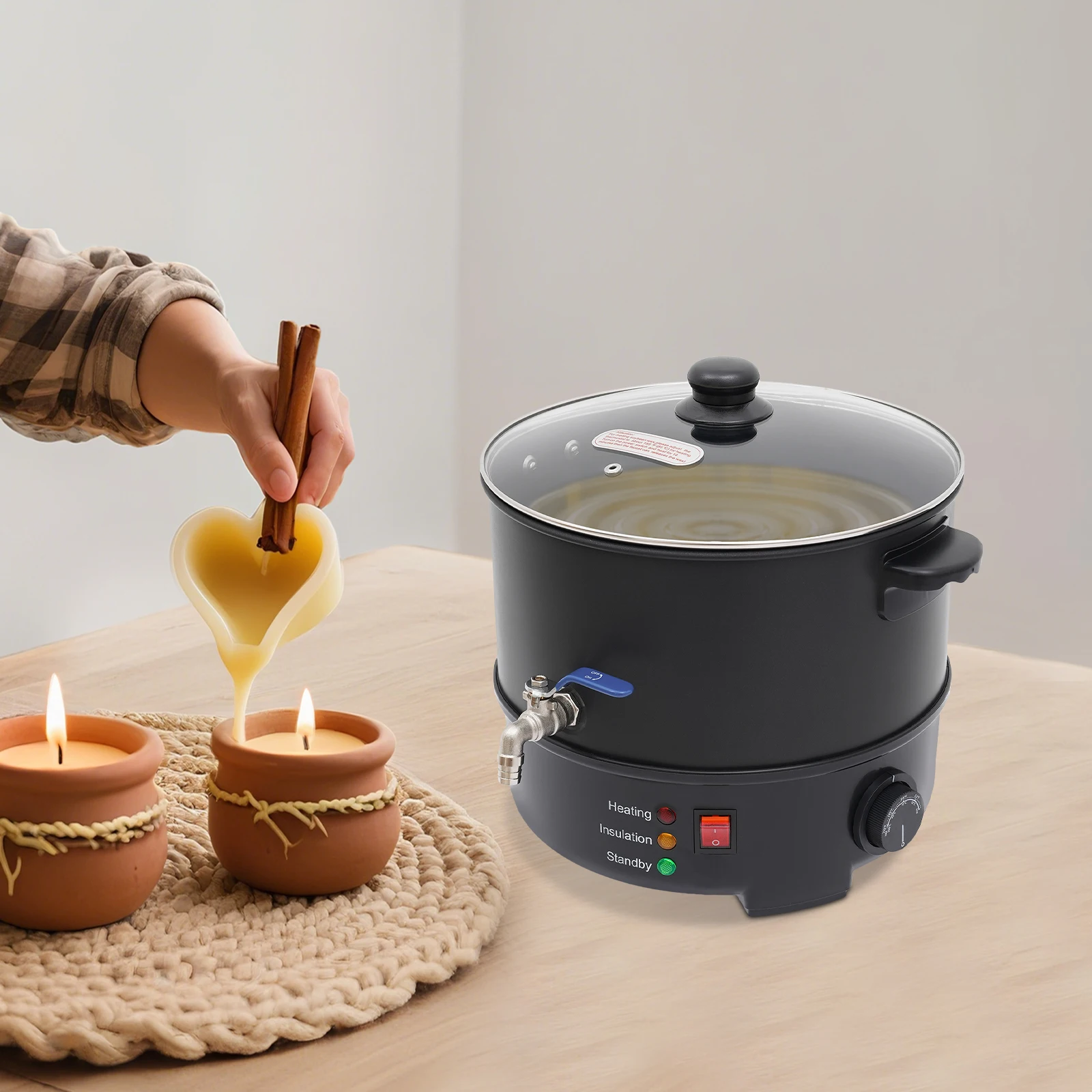 

7.7L Wax Melter, 1000W Electric Wax Melting Pot, Temperature Adjustable, Stainless Steel Wax Melter for Candle Making (Black)