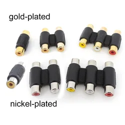 Audio Video 2 Rca 3 rca female to RCA 2rca 3rca female straight Converter AV Coupler Connector gold plated adapter plug Socket