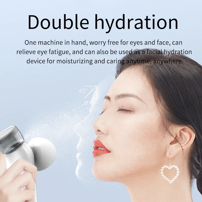Cold and hot dual application nano-spray eye mist atomizer eye care device, handheld portable mini eye wash device for home use