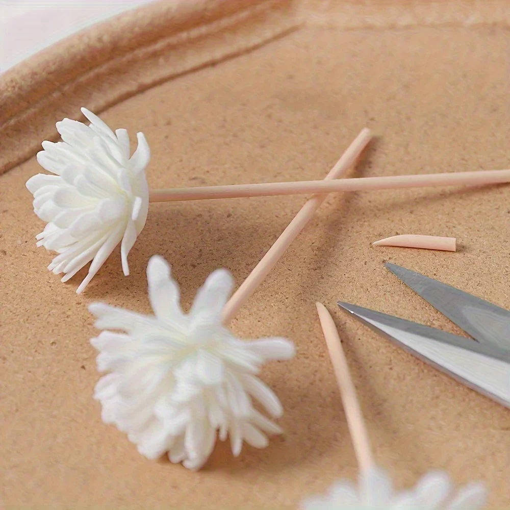 10pcs Aroma Diffusing Stick and White Foam Flower Combination, Aromatherapy Flower Diffusing Stick, Fiber Stick Essential - view 5