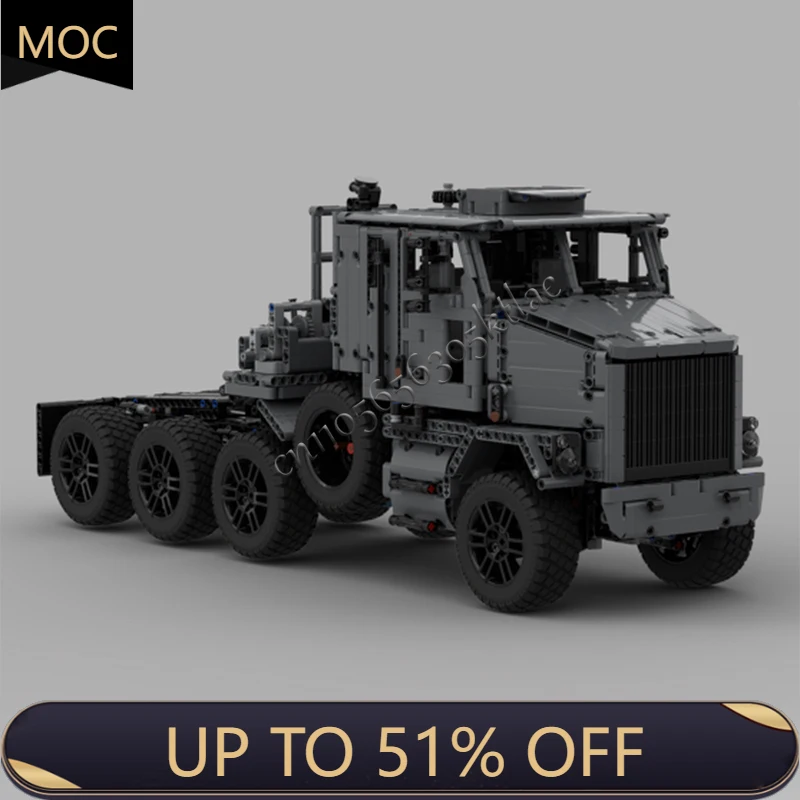 

Hot 2929 Parts MOC Grey Heavy Tank Transporter Truck Modification Technology Building Blocks For Children Surprise Birthday Gift
