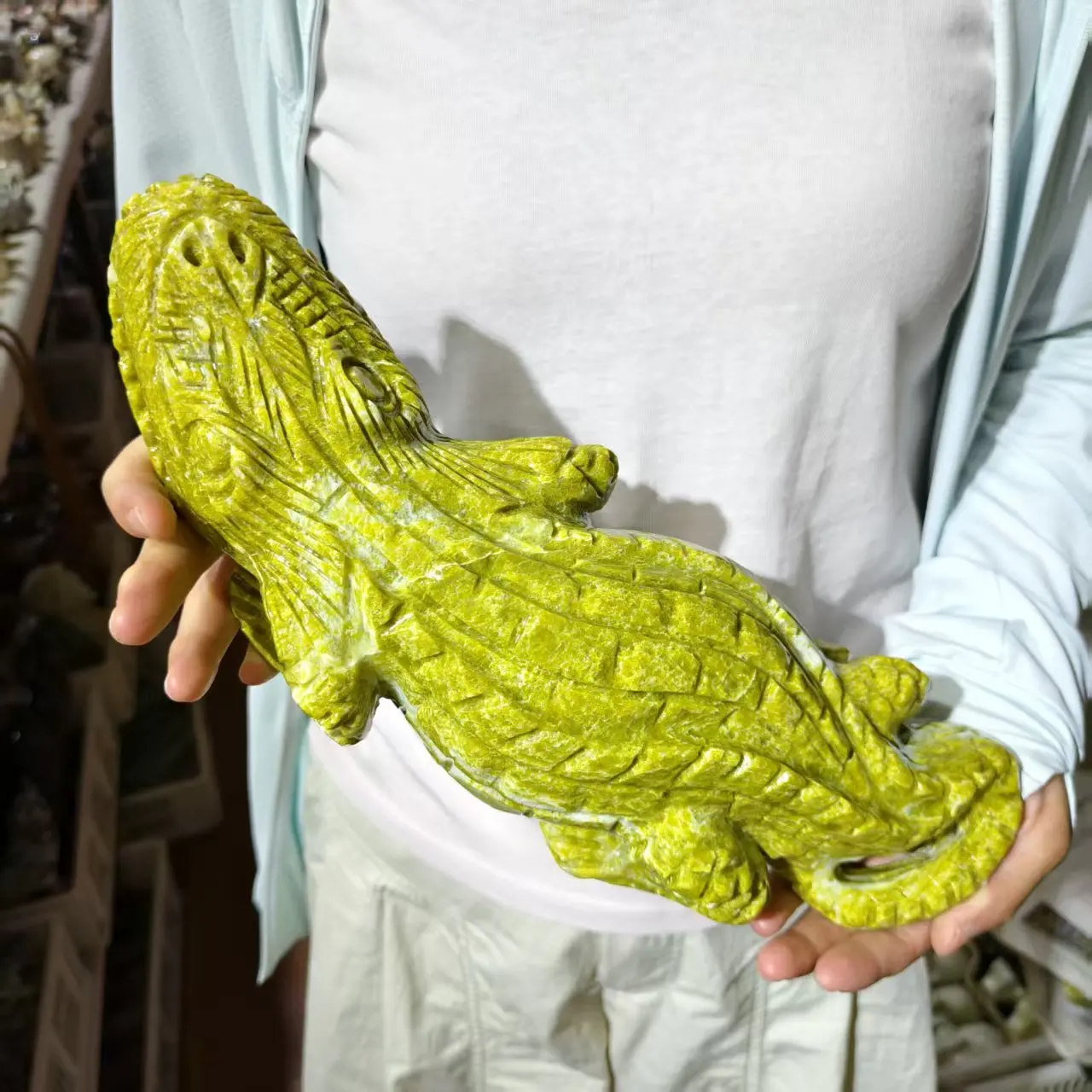Natural Topaz Crocodile, Quartz Crystal Ore Carved Crocodile, Mineral Healing, Demagnetization Decoration