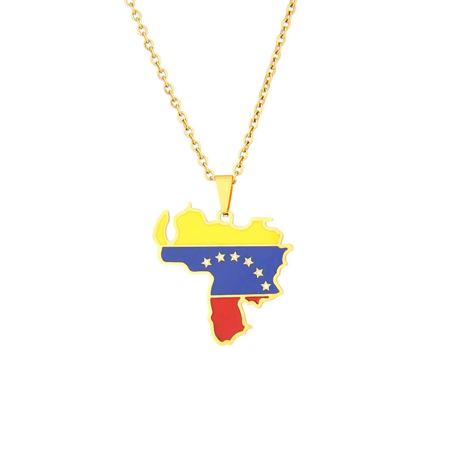 Halskette mit Anhänger und Venezuela-Karte, Flagge, für Damen und Herren, Edelstahl, Schmuck, Geschenk – Detail 2