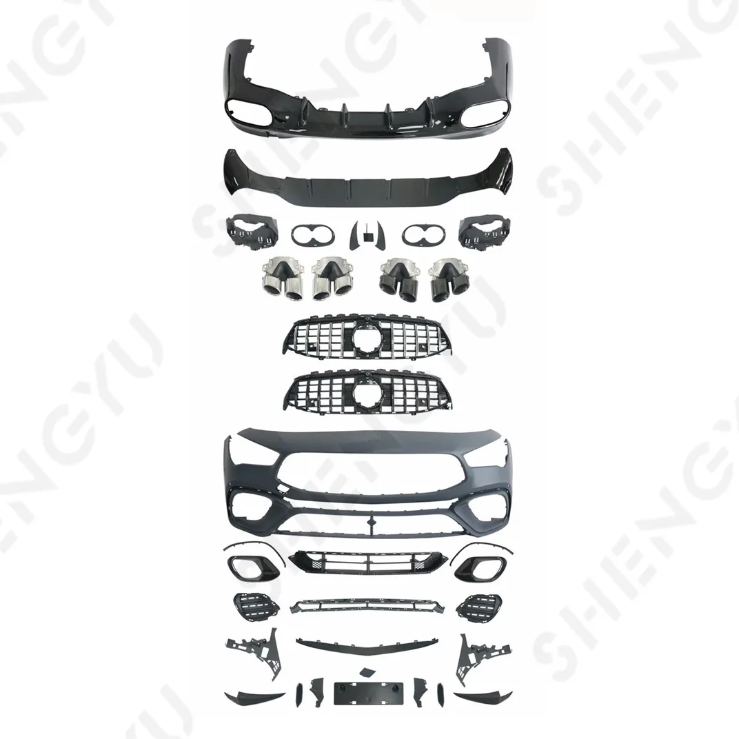 

car body kit for Benz W118 upgrade to CLA45s AMG style front bumper grille rear lip exhaust pipes