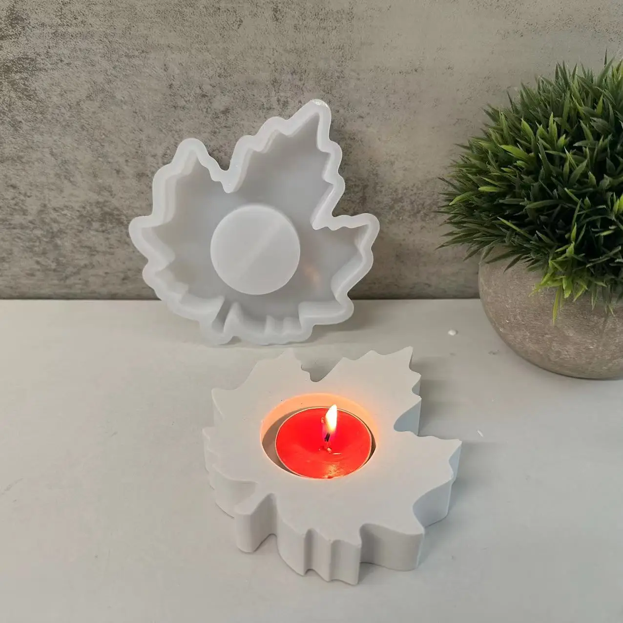 Maple Leaf Candle Holder Silicone Mold Leaf Candle Holder Tea Light Plaster Drip Moulds