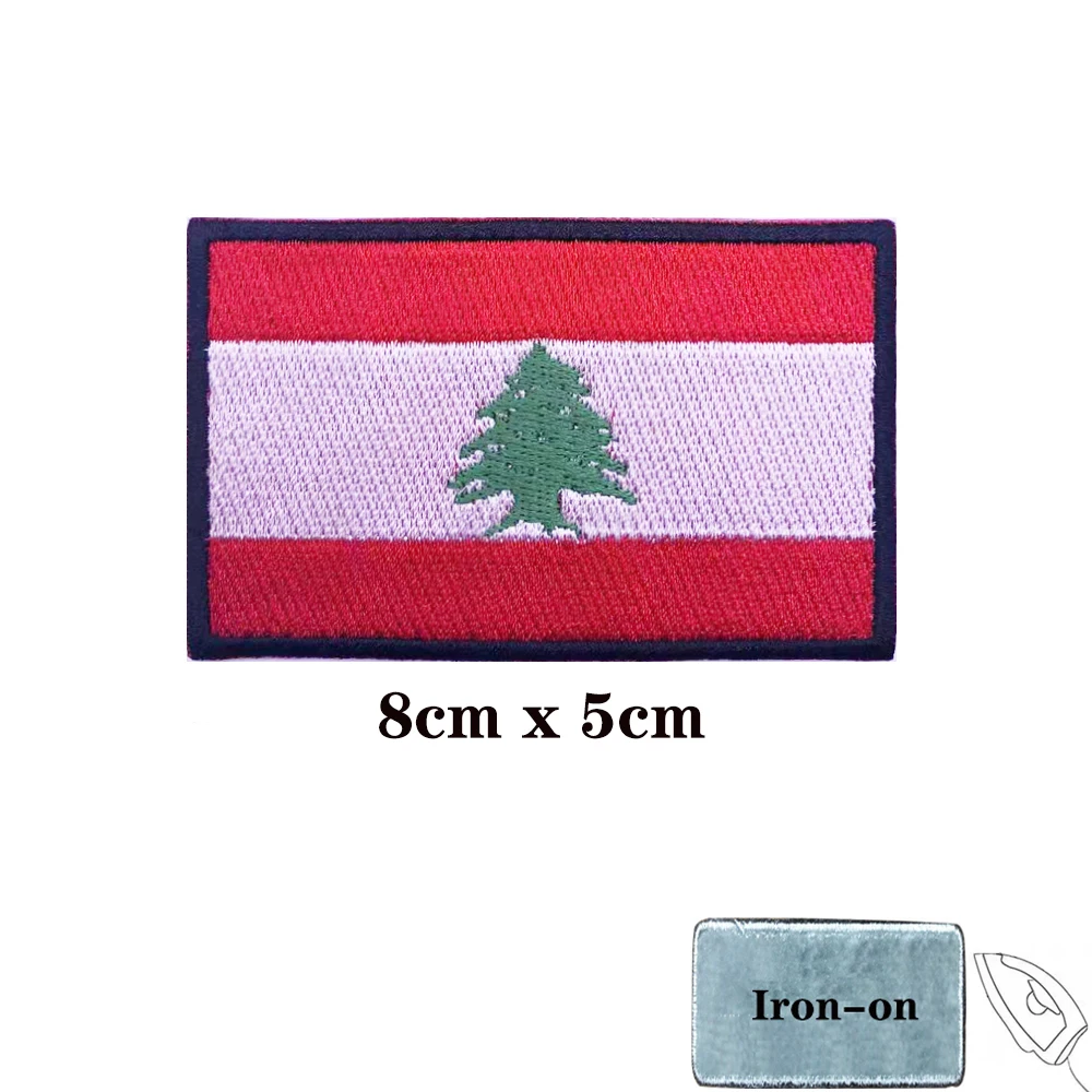 Lebanese flag Lebanon Patches Armband Embroidered Patch Hook & Loop Iron On Embroidery  Badge Military Stripe