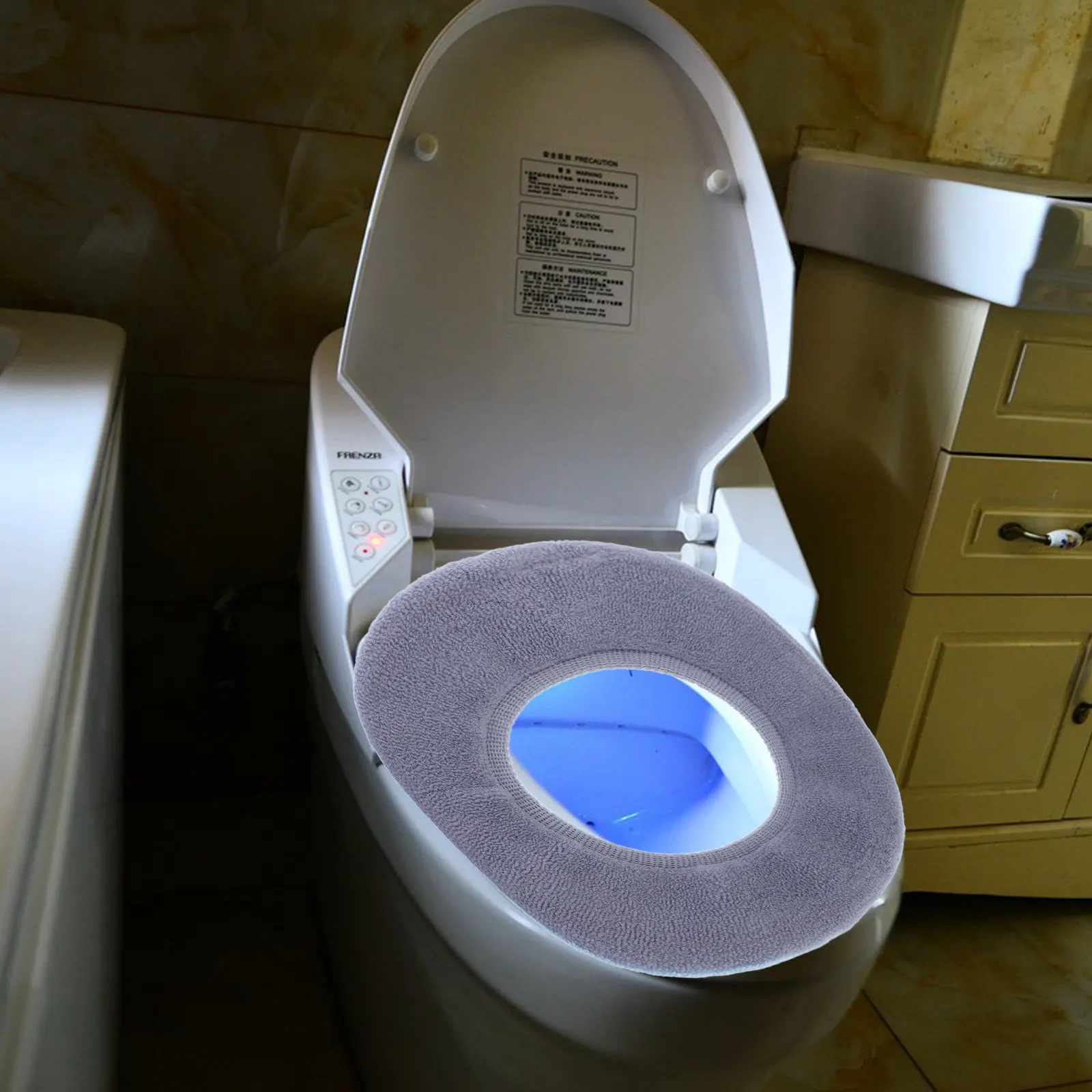 

Утолщенная теплая накладка на сиденье унитаза из мягкой ткани, комфортная подушка для сиденья в ванную, зимний теплый чехол для удлиненных унитазов