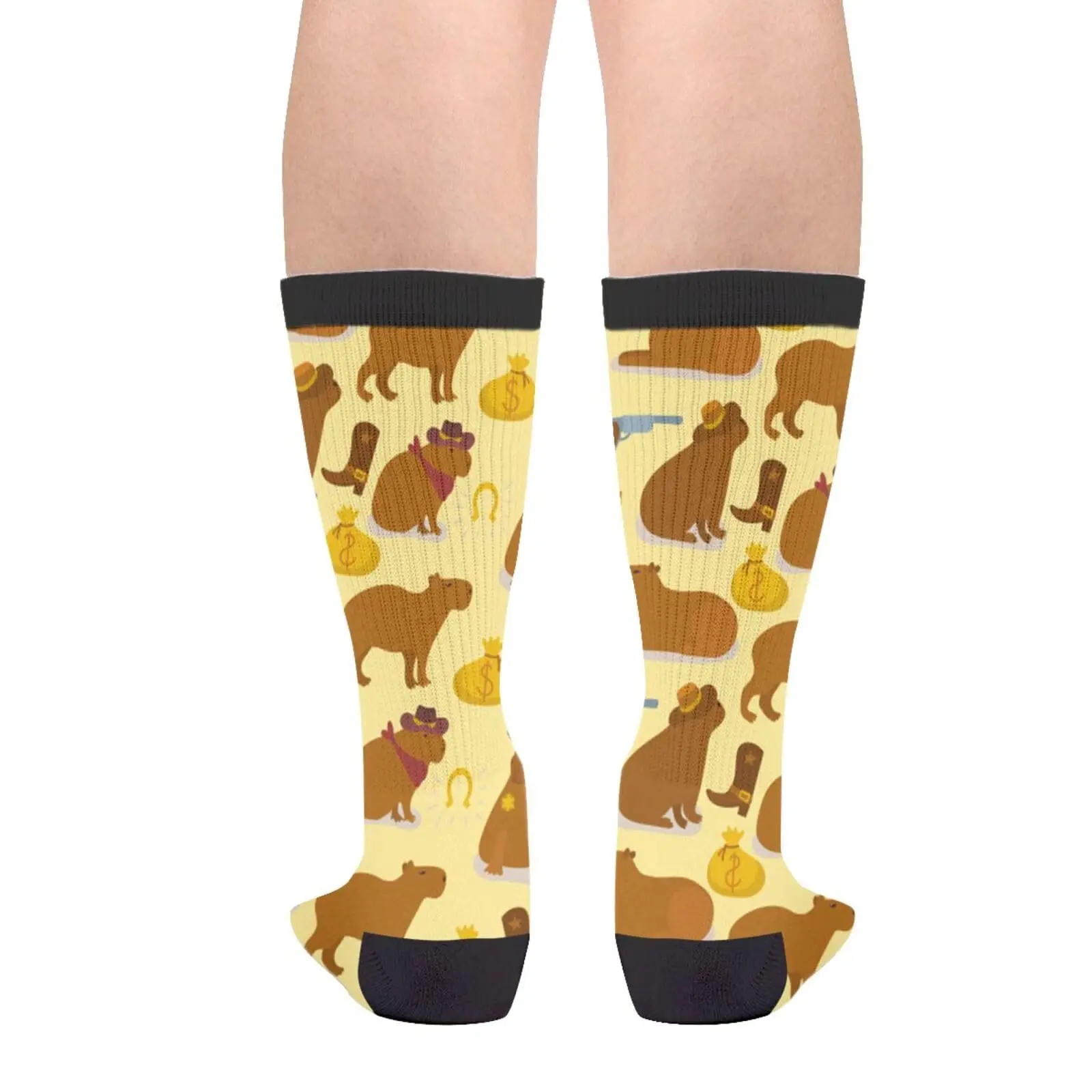 Cowboy Capybara Socks for Men Women Novelty Crew Socks Funny Crazy Stockings Gifts