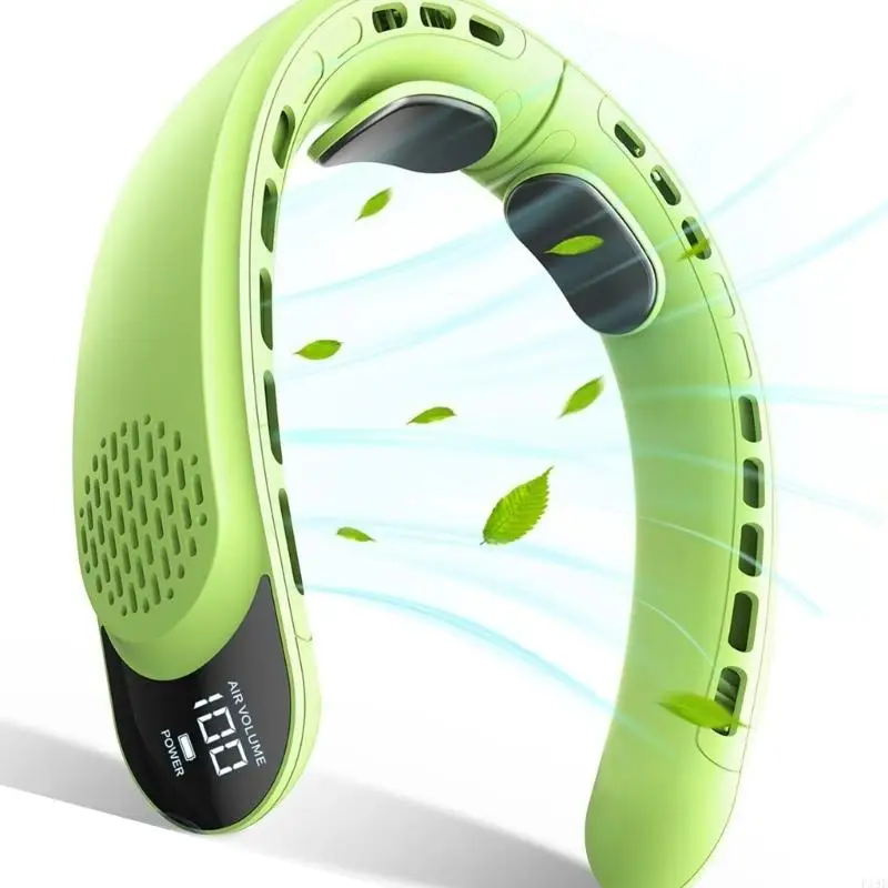 Neck Fan, Wearable Portable Fan with Screen Window, 4000mAh Battery, Office Desk and Warm Weather Travel Use Daily F19E