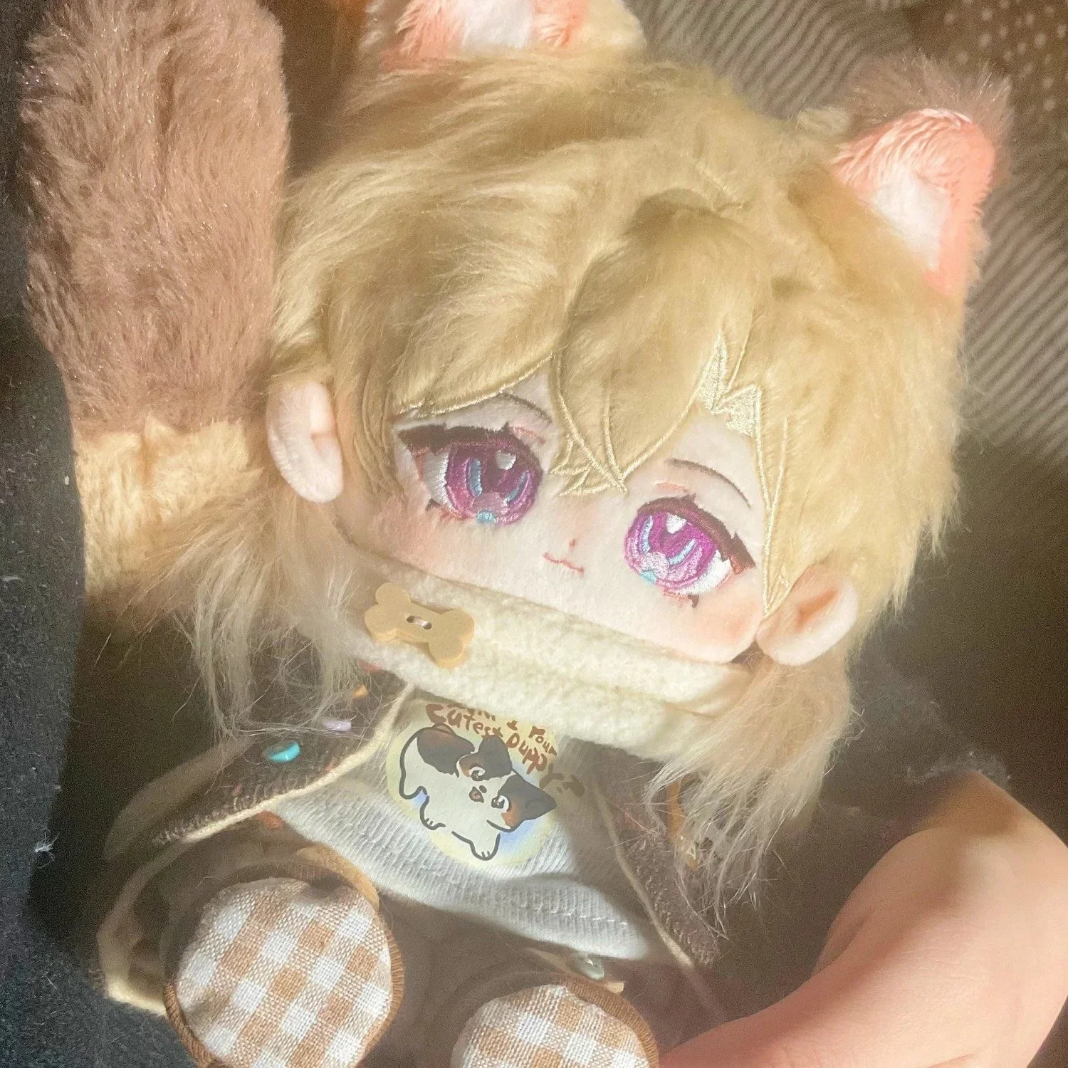 20cm Anime Honkai: Star Rail Aventurine Cute Ear Cosplay Figure Plush Doll Cotton Body Dress Up Clothes Outfit Stuffed Toys Gift