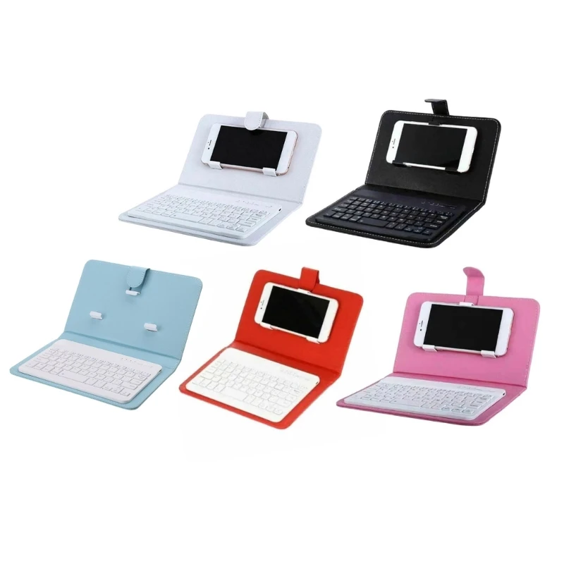 Portable Bluetooth-compatible Wireless Keyboard PU Leather for Case Anti-scratches Protective Cover Bracket