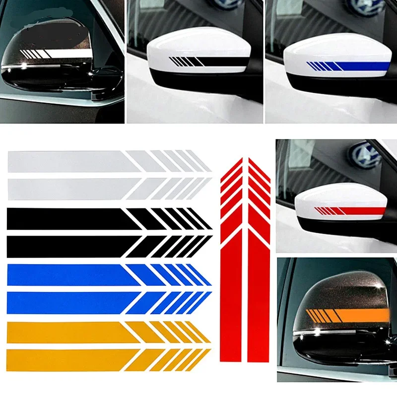 2 Pcs Universal Waterproof Car Rearview Mirror Sticker Striped Car Garland Sticker Fluorescent Warning Decor Styling Accessories