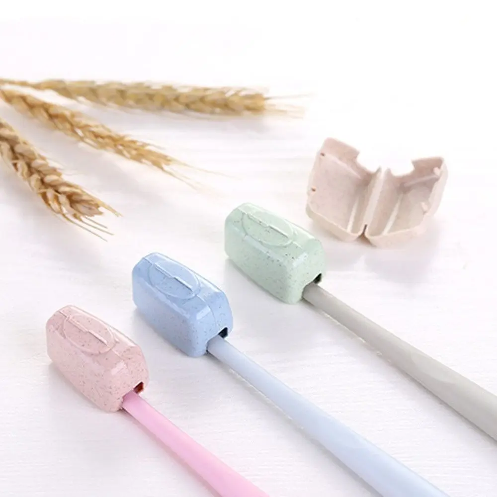 Hike Dustproof Cleaner Wheat Straw Health Caps 4PCs Case Toothbrush Head Cover Protective