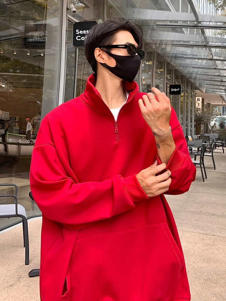 

Мужская толстовка на молнии «Год Красного Дракона» оверсайз, модная, плотная, в американском стиле, весна-осень, свободный крой, повседневная одежда