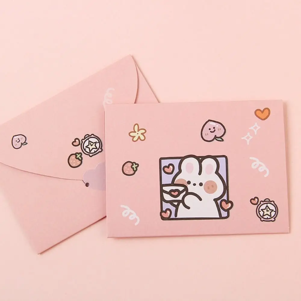 

Bear Rabbit Blessing Thank Envelope Ins Foldable Decoration Letter Paper Beautiful 9 Styles Cartoon Greeting Card New Year Gift