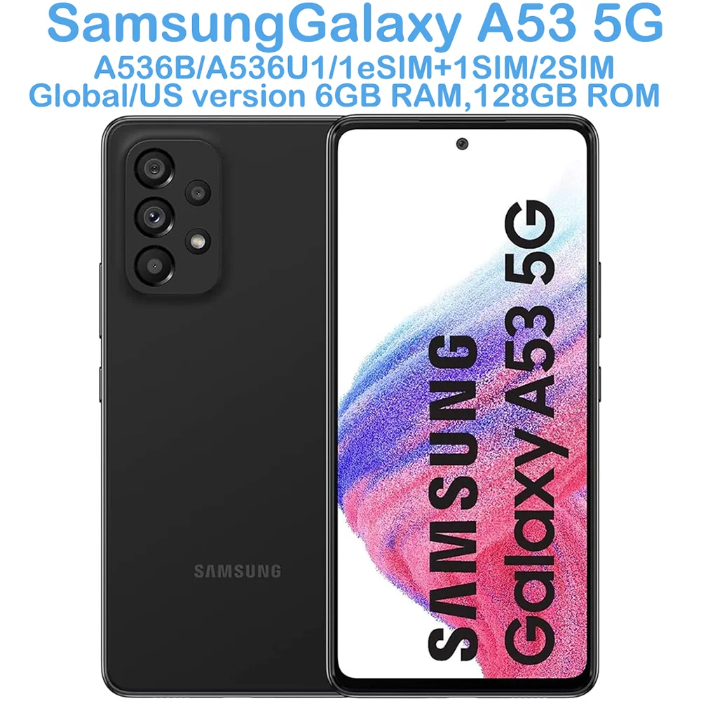 

Смартфон Samsung Galaxy A53 5G на Android, 6,5 дюйма, 5000 мАч, 25 Вт, квадрокамера 64 МП, A536B A536U, глобальная/американская версия Samsung, разблокированный